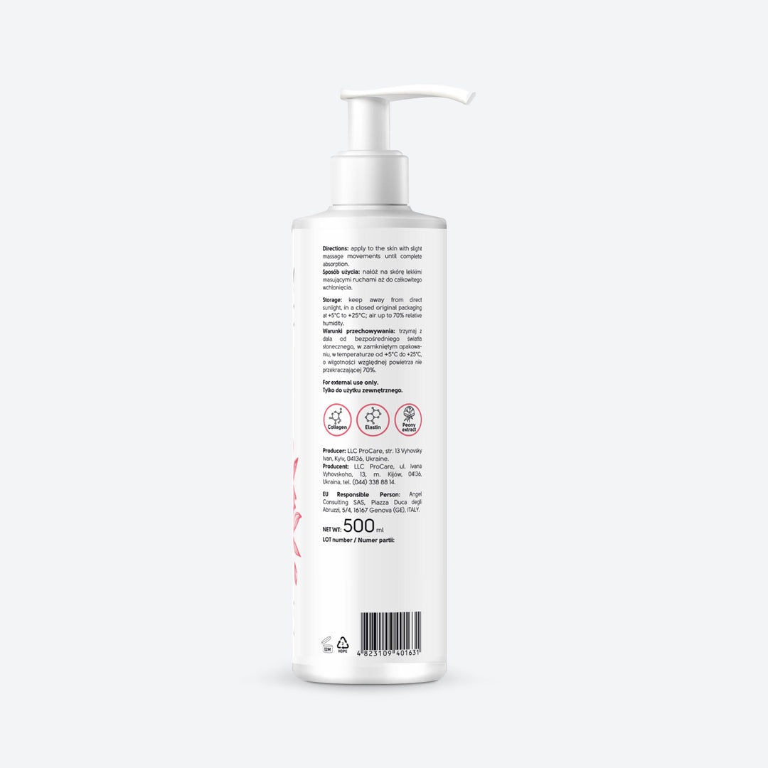 Hands and nails cream with collagen, elastin and peony extract - 500 ml