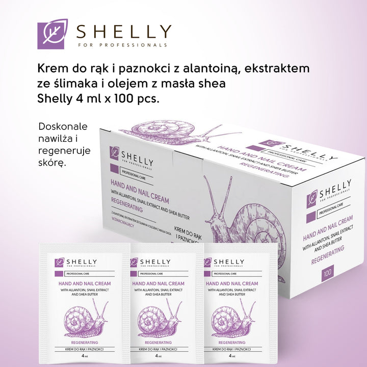 Hand and nail cream with allantoin, snail extract and shea oil Shelly 4 ml x 100 pcs