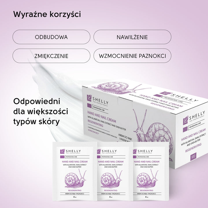 Hand and nail cream with allantoin, snail extract and shea oil Shelly 4 ml x 100 pcs