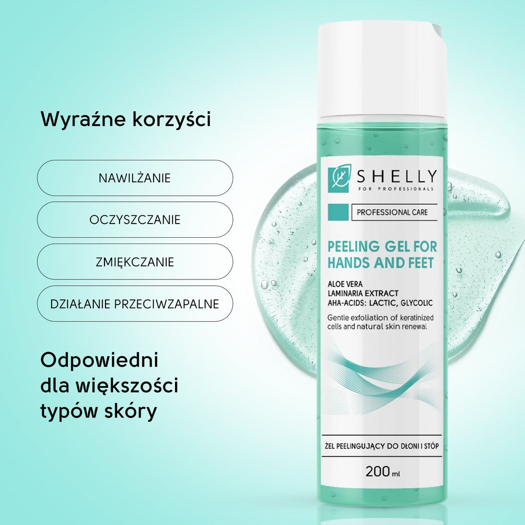 Peeling gel for hands and feet with aloe vera, mint extract and aha-acids Shelly 200 ml