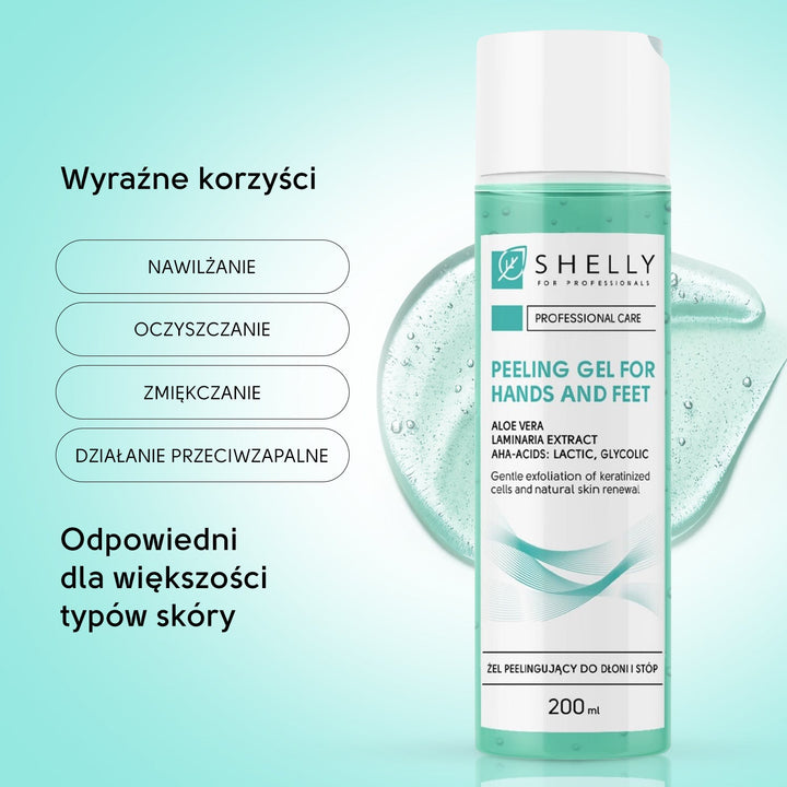 Peeling gel for hands and feet with aloe vera, mint extract and aha-acids Shelly 200 ml
