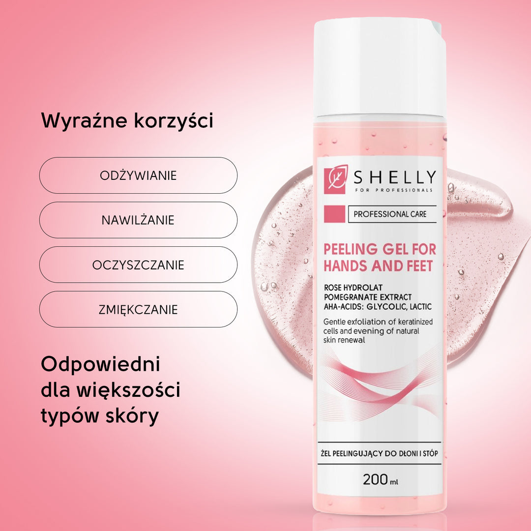Peelingujący żel do rąk i stóp z hydrolatem różanym - 200 ml