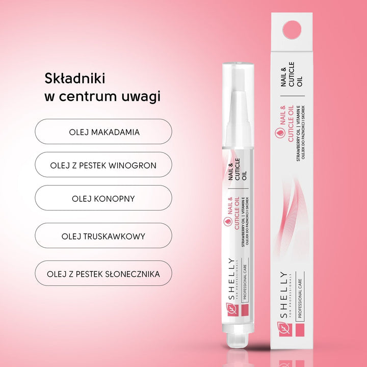 Nail and cuticle oil with strawberry extract and vitamin E Shelly 3 ml
