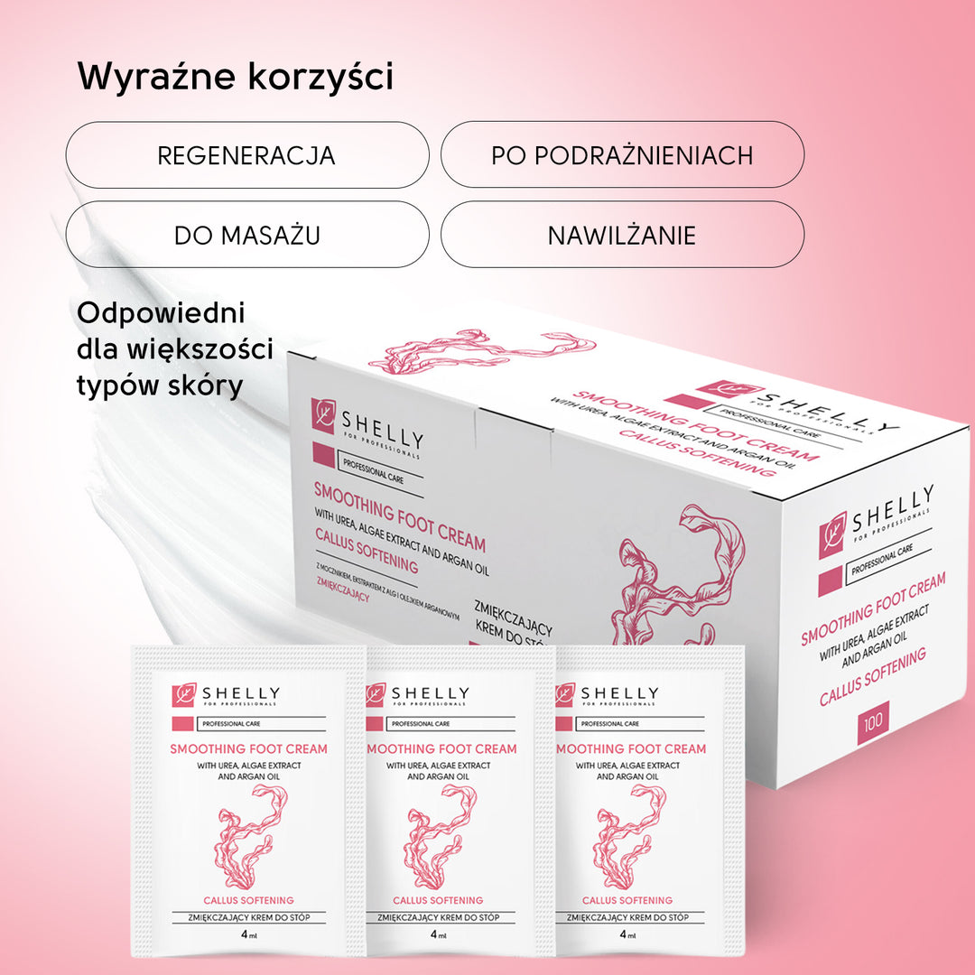 Softening foot cream with urea, algae extract and argan oil Shelly 4 ml x 100 pcs.