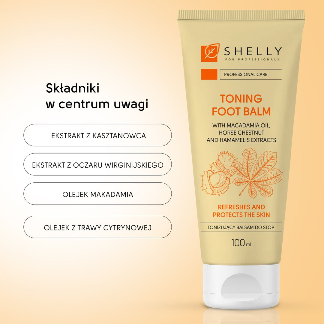 Tonizujący balsam do stóp z olejem makadamia, ekstraktami z kasztanowca i oczaru wirginijskiego - 100 ml