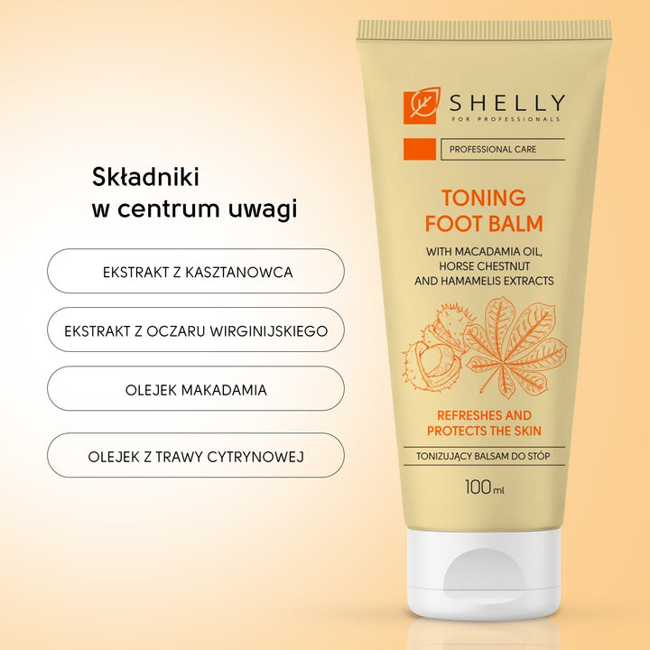 Tonizujący balsam do stóp z olejem makadamia, ekstraktami z kasztanowca i oczaru wirginijskiego - 100 ml