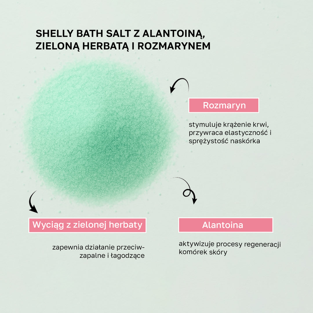 Sól do kąpieli z alantoiną, ekstraktem z zielonej herbaty i rozmarynem - 550 g