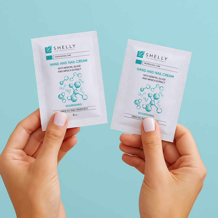 Krem do rąk i paznokci z keratyną, srebrem i wyciągiem z arniki Shelly 4 ml x 100 szt.