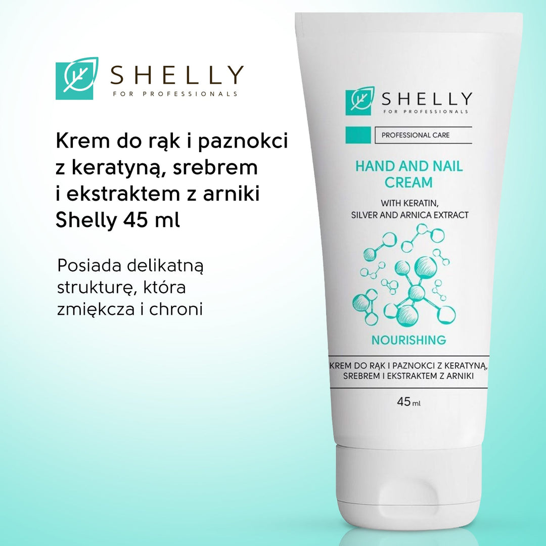 Cream for hands and nails with keratin, silver and arnica extract Shelly 45 ml