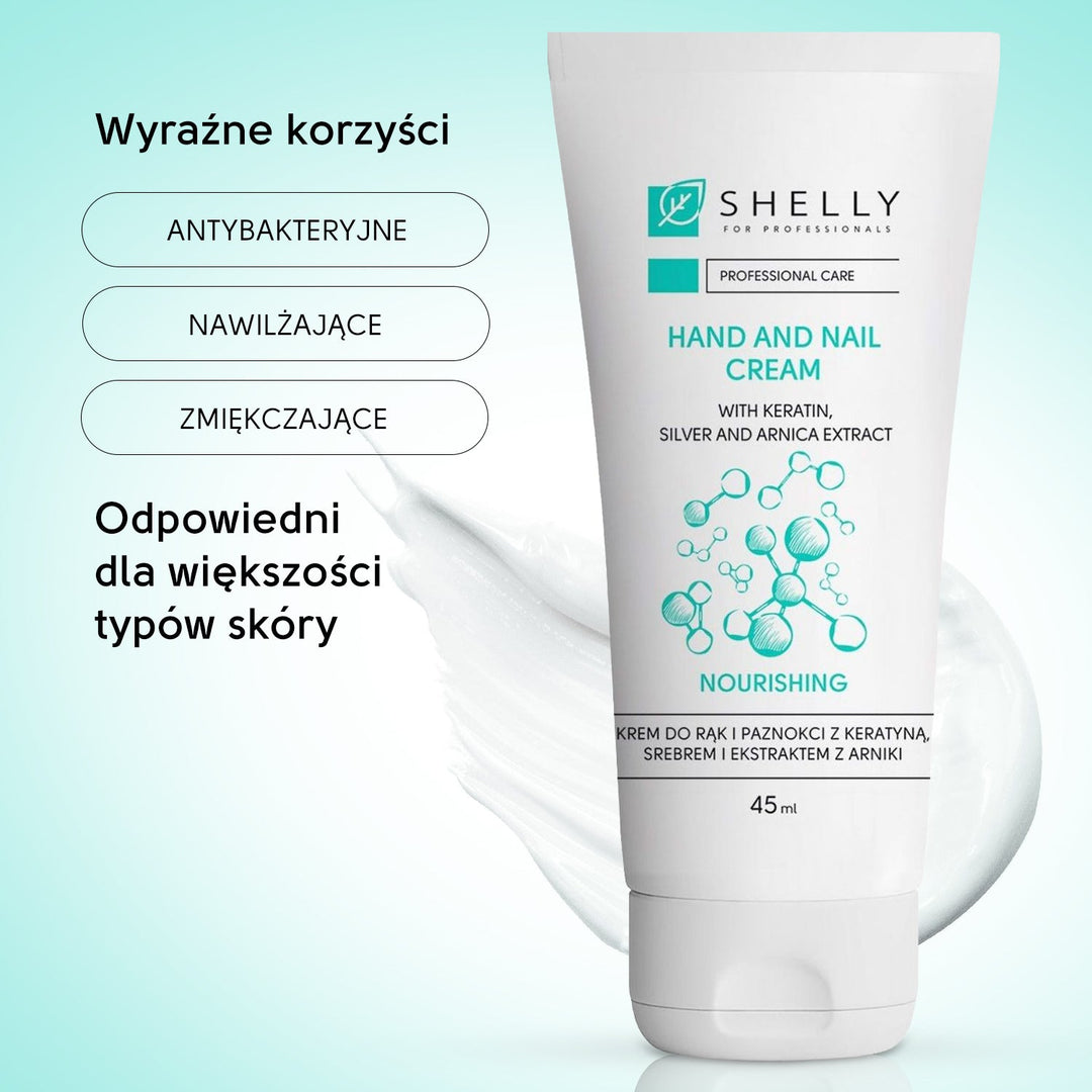 Cream for hands and nails with keratin, silver and arnica extract Shelly 45 ml