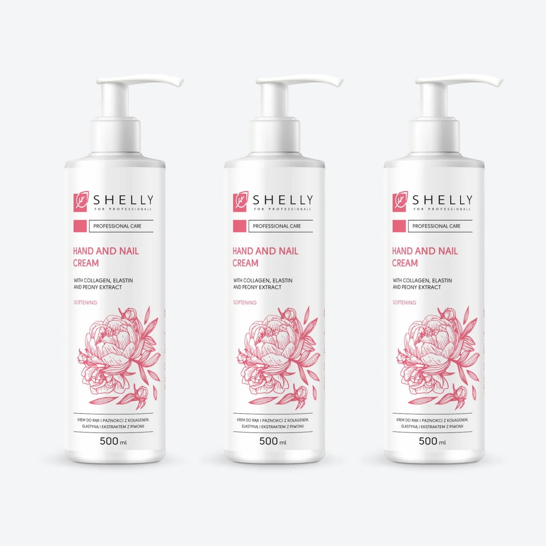 Cream for hands and nails with collagen, elastin and peony extract Shelly 500 ml – set of 3 pcs