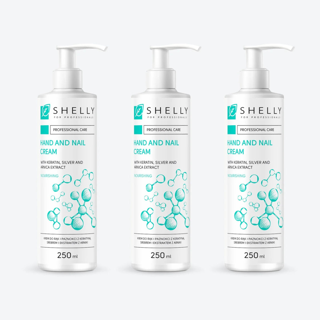 Cream for hands and nails with keratin, silver and arnica extract Shelly 250 ml – set of 3 pcs