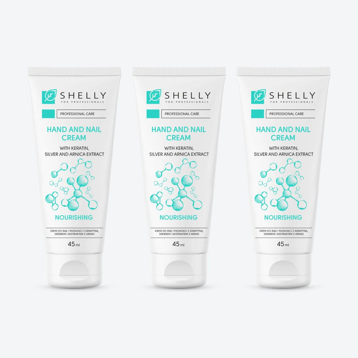 Cream for hands and nails with keratin, silver and arnica extract Shelly 45 ml – set of 3 pcs