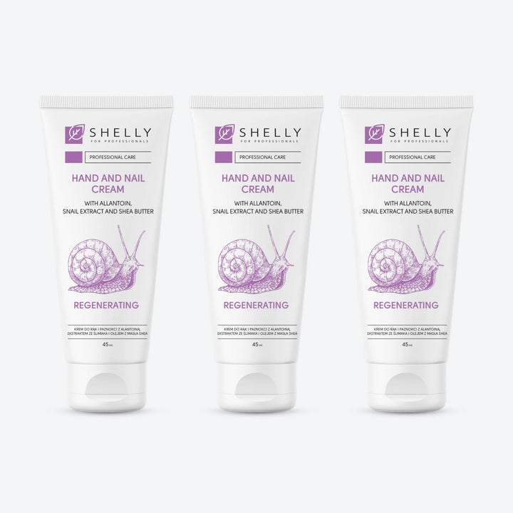 Cream for hands and nails with allantoin, snail extract and shea butter Shelly 45 ml – set of 3 pcs