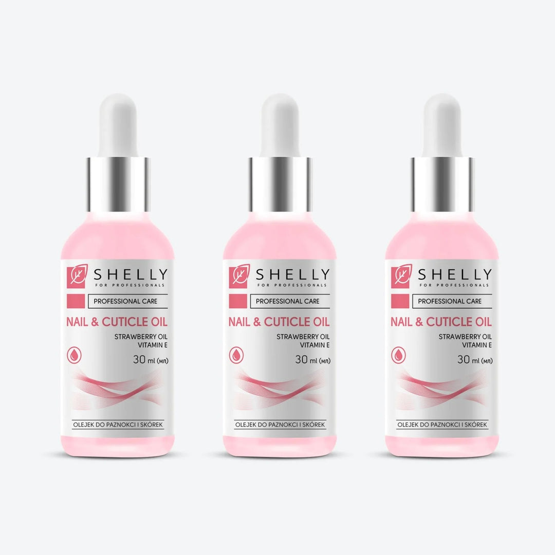 Nail and cuticle oil with strawberry extract and vitamin E Shelly 30 ml – set of 3 pcs