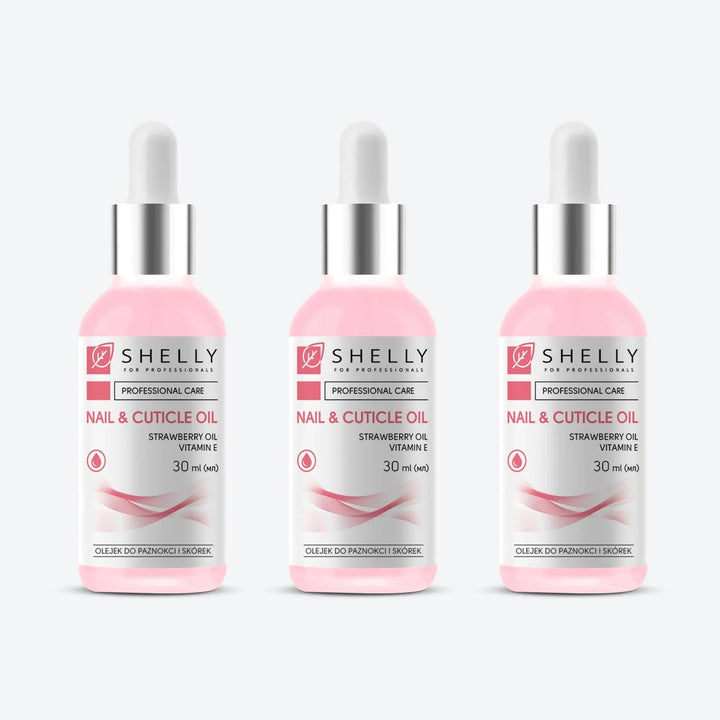 Nail and cuticle oil with strawberry extract and vitamin E Shelly 30 ml – set of 3 pcs