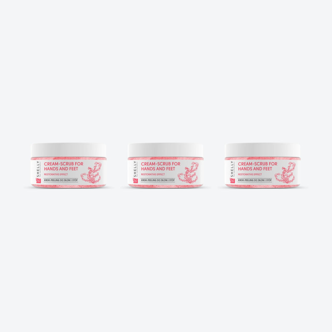 Cream scrub for hands and feet with urea, algae extract and argan oil Shelly 350 g – set of 3 pcs